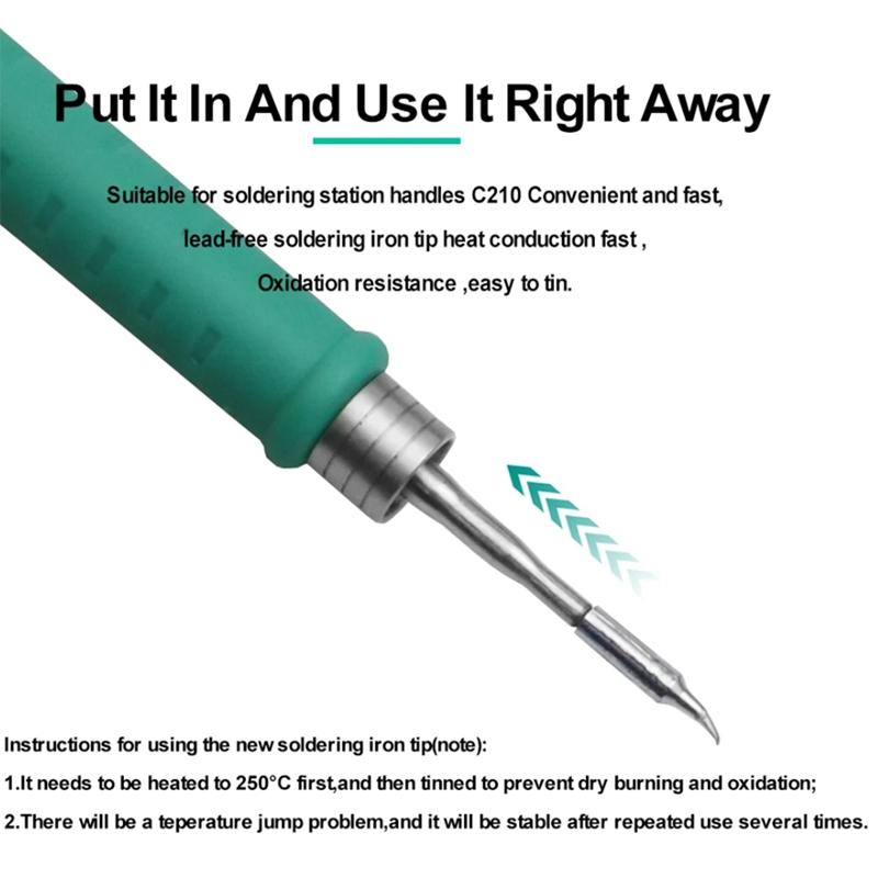 A96I-C210 Series Integrated Soldering Iron Tips And Heating Core Efficient Heat Conduction Temperature Recovery For C210