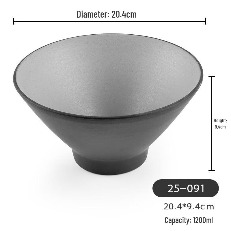 Japanese Style Black Frosted Melamine Noodle Bowl