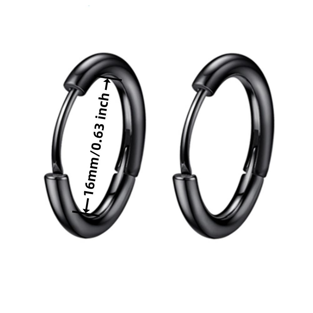 Trend Black/Gold Color Classic Stainless Steel Men Women's Hoops Earrings Minimalist Y2k Small Round Circle Piercing Ear Jewelry