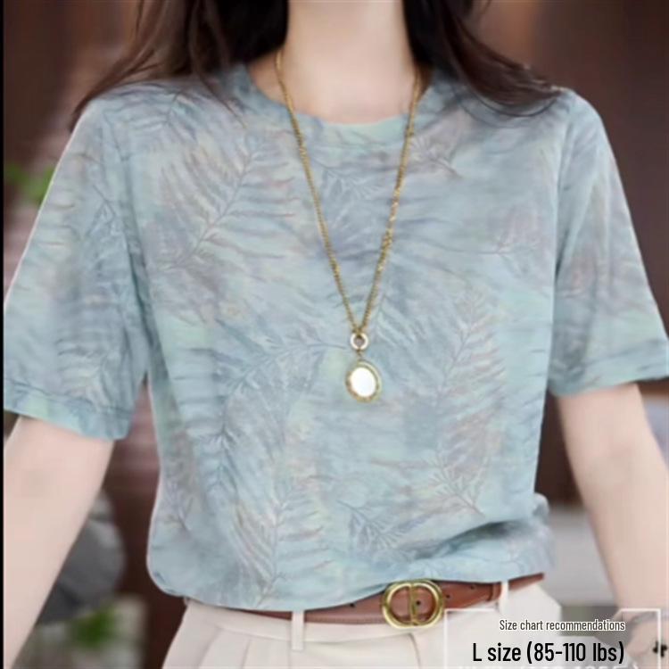 

Summer 2026 Slimming Casual Women s Short Sleeve Top - Stylish, Loose Fit, Age-Reducing 3XL (140-155 jin)