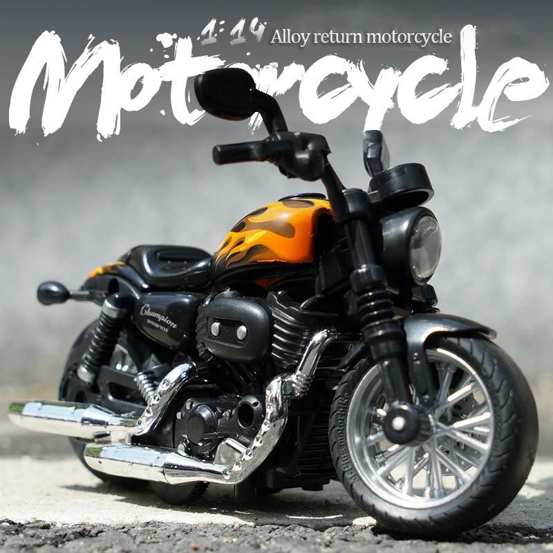Non-Toxic 1/14 Motorcycle Toys Simulation Alloy Car Model With Sound And Light Pull Back Toy Car Toys Hobbies Modeling Die Cast Vehicles