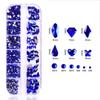 1200PC+ Sapphire Blue Nail Art Rhinestones 12grid Multi Shapes Crystal Gems Nail Charms Flatback Round Beads Glass Diamond Stone