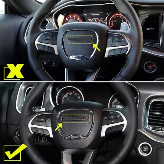 Car Steering Wheel Moulding Trim Cover for Dodge Charger 2015+ Red Carbon Fiber