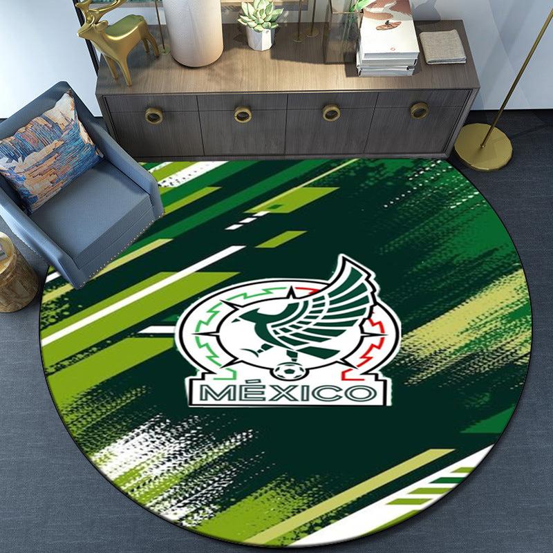 Mexico Football Emblem Round Rug for Livingroom,Bedroom, Palyroom, Chair Rug, Area rug, Circle Carpet, Large Size Fan Christmas gift