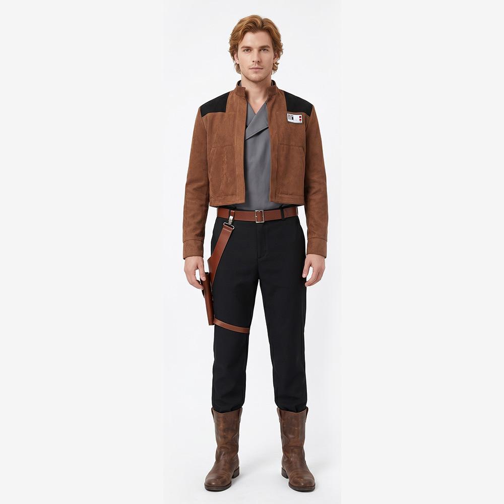 Star Wars Han Solo Costume Cosplay Outfit Set, Halloween Role Playing Suit, Classic Sci-Fi Movie Style, Adult Standard Size