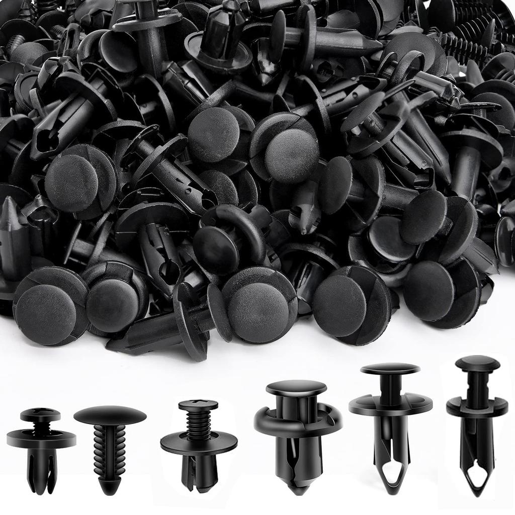 190Pcs Universal Car Buckle Set 6 Sizes Fastener Rivet Clamping Fastener Buckle Car Accessory Abs Material Fixed Screw
