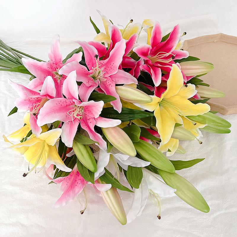 Kaufe 78cm Echte Lilienzweig Künstliche Blumen Weiß Unechte Blumen Flores für Hochzeit Heim Gartendekoration zum Preis ab 31