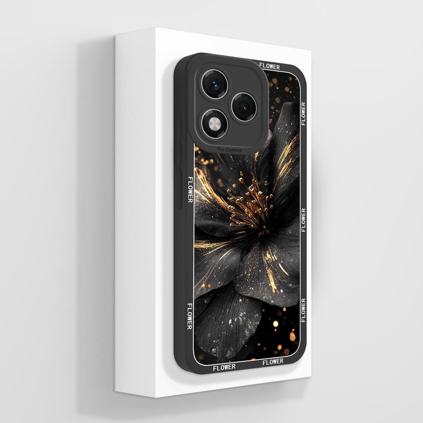 Silikonový kryt s motivem květiny pro Huawei 400 Lite X7c X8 X8c X9c Play 30 60 Plus, odolný proti pádu, s motivem květů a ochranou obrazovky proti pádu pro Huawei.