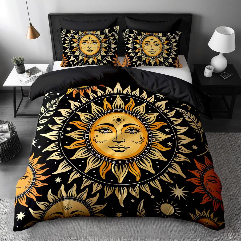 SHEIN Sun and Moon 3D Digital Printing Quilt Set Three-piece Customization