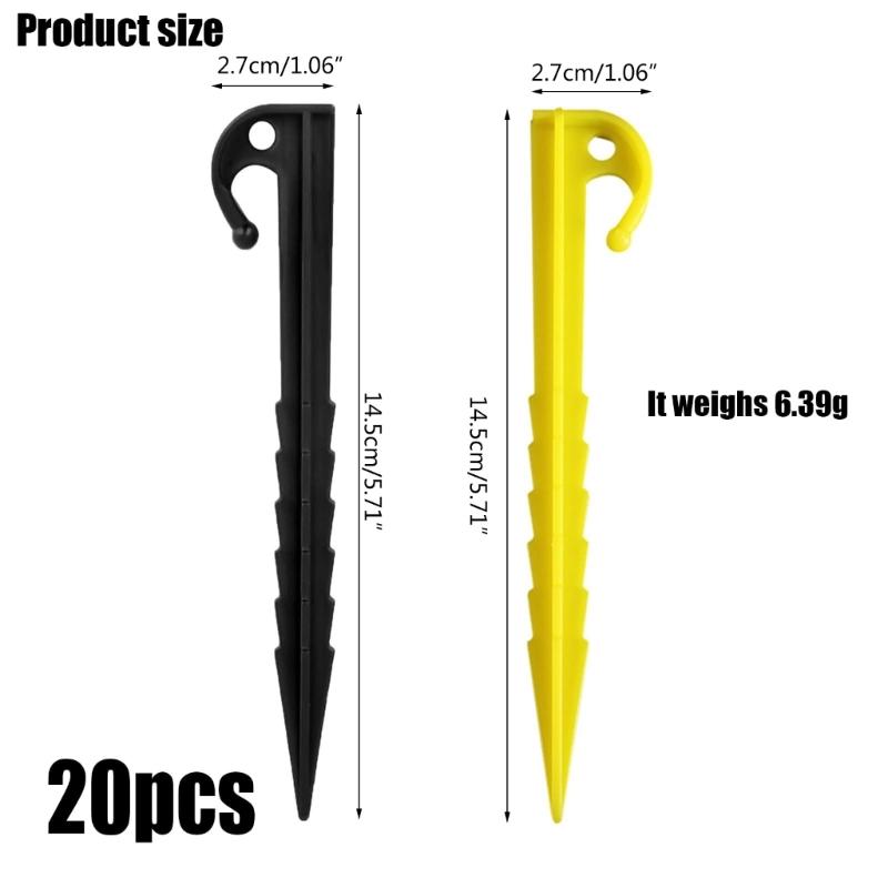 20Pcs Canopy Stake Spirals Plastic Tent Peg Outdoor Blanket Stakes Yard Lawn Peg