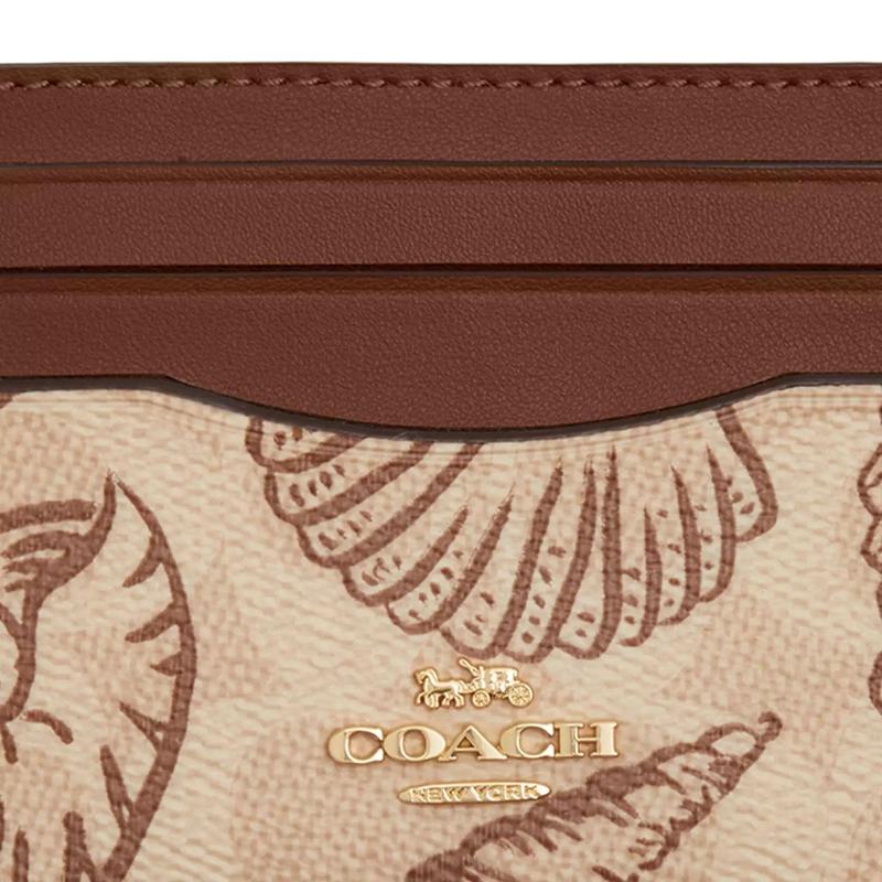 Coach Signature Canvas 10 Slim Shell Print Coated Canvas Card Case Women Accessories Beige CBL80-IMSAS