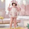 Kids Flannel Pajamas Set Boys Girls Warm Long Sleeve Top And Pants Sleepwear Winter Home Nightwear