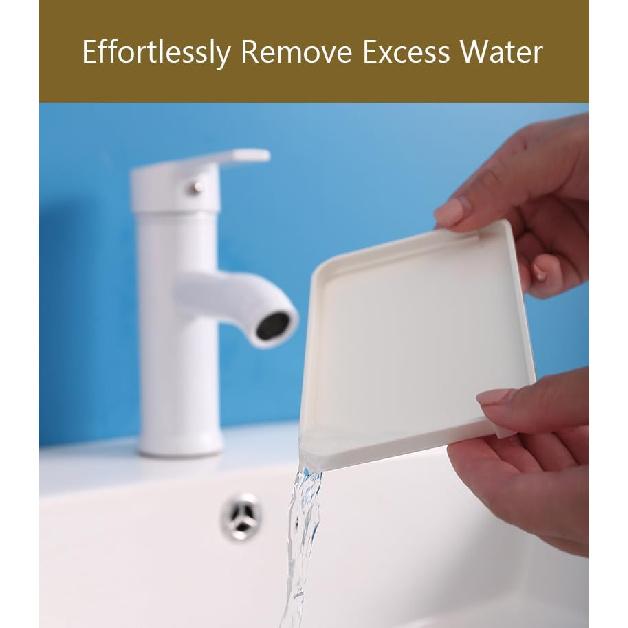 POTENTIA Adhesive Soap Holder Dish Container for Shower Wall Mounted NO-Drilling Self Draining Removable Tray Waterproof Bar Soap Sponge Holder for