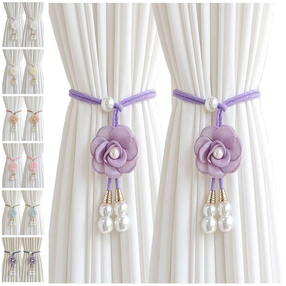 2Pcs Minimalist Floral Curtain Tiebacks Modern Curtain Holdbacks Hanging Ornament