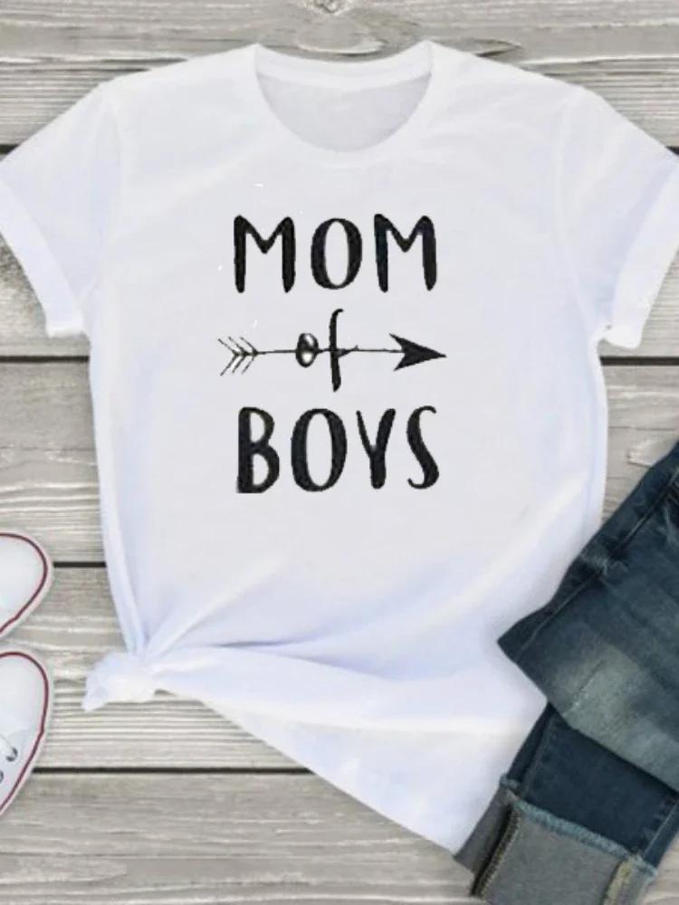 MOM OF BOYS Letter Print T Shirt WoUnisex Short Sleeve O Neck Loose Tshirt Ladies Summer WoUnisex Tee Shirt Tops Camisetas Mujer