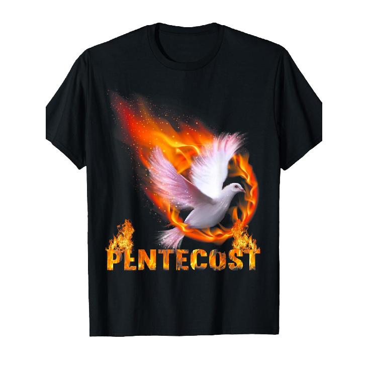 Pentecost Doves Fire Flame Holy Spirit Catholic T-Shirt S