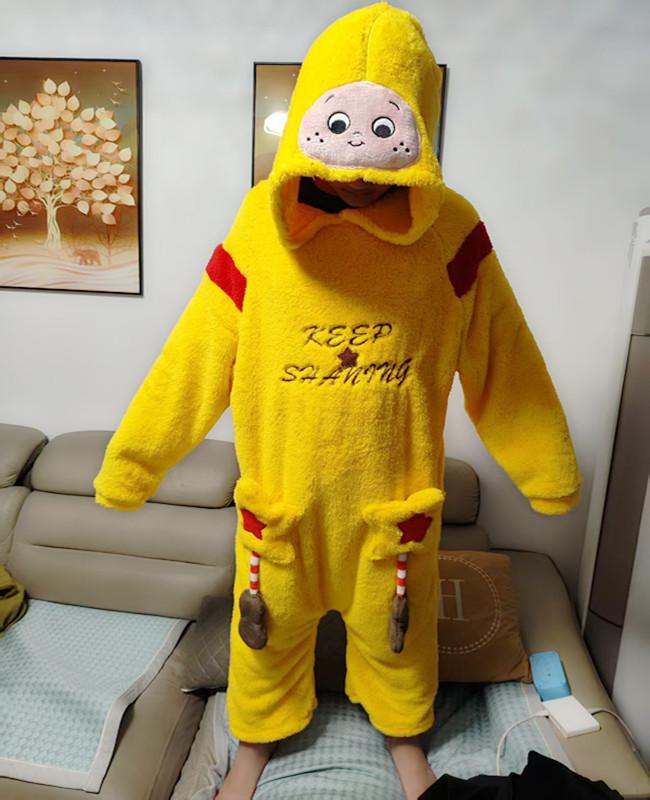 Strawberry Bear Star Burning Man Cartoon One-Piece Pajamas Melody Flannel Men'S And Women'S Loungewear