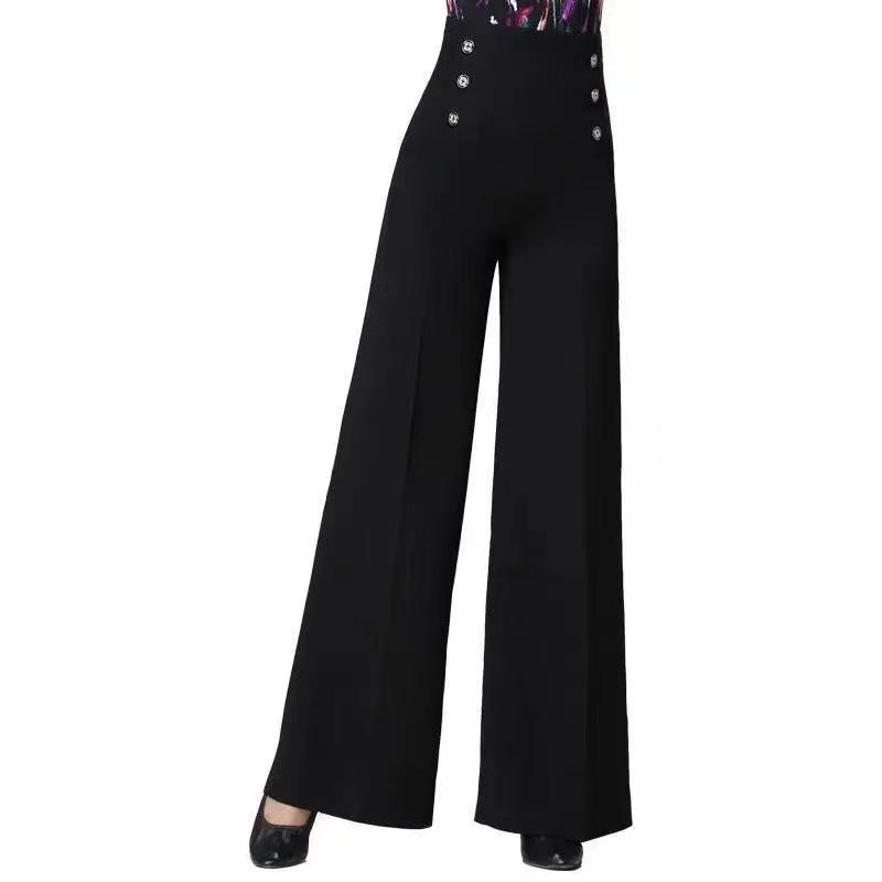 Women High Waisted Dance Pants Social Dance Wide Leg Pants Slimming and Versatile Dance Pants Bottoms