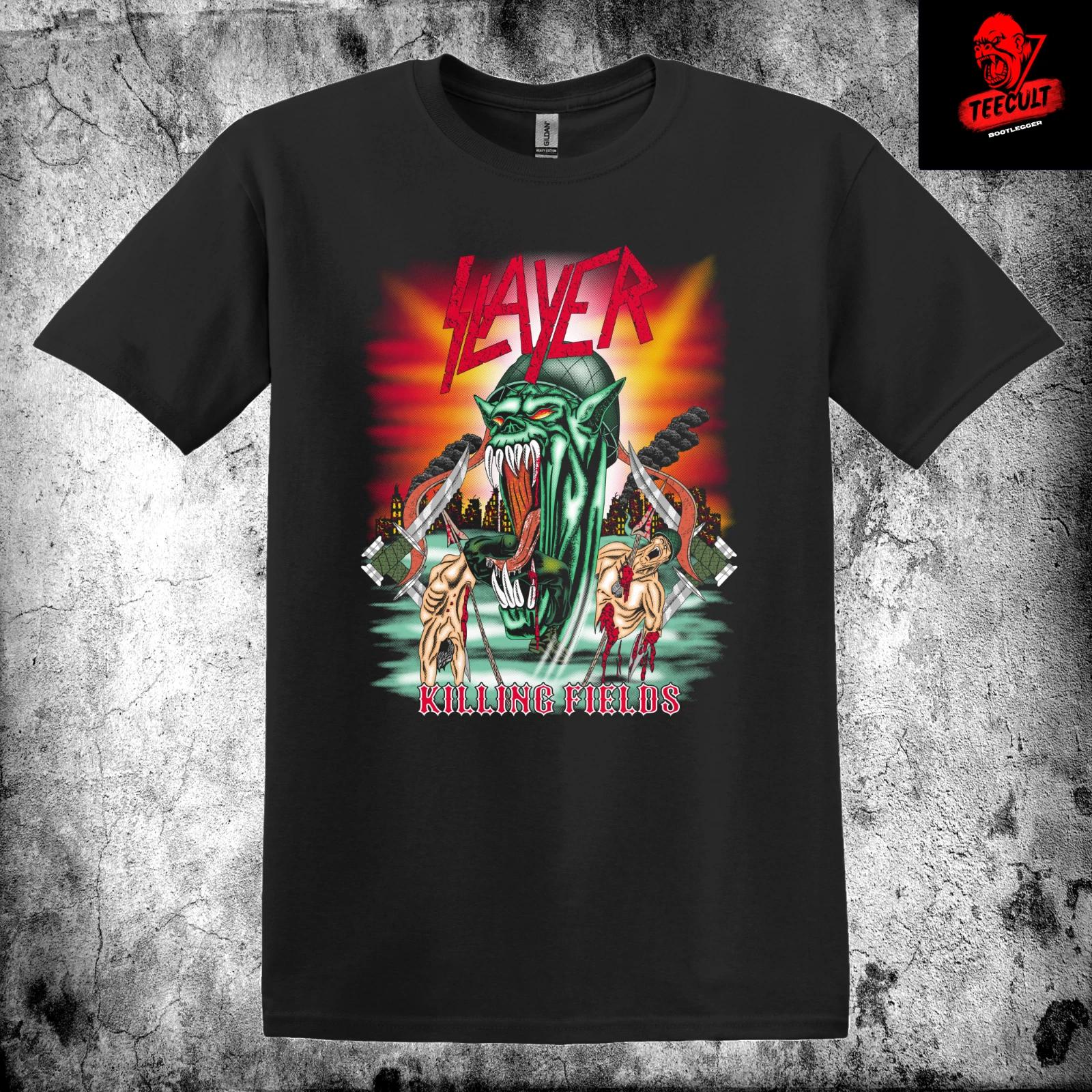 Men s and Women s T-shirts Slayer Killing Fields Metal Rock Band Unisex Heavy Cotton XL