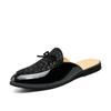 Fashion Man Loafers Slippers Leather Summer Backless Casual Shoes Lightweight Mules Half Shoes For Men Sandals Outdoor Slides