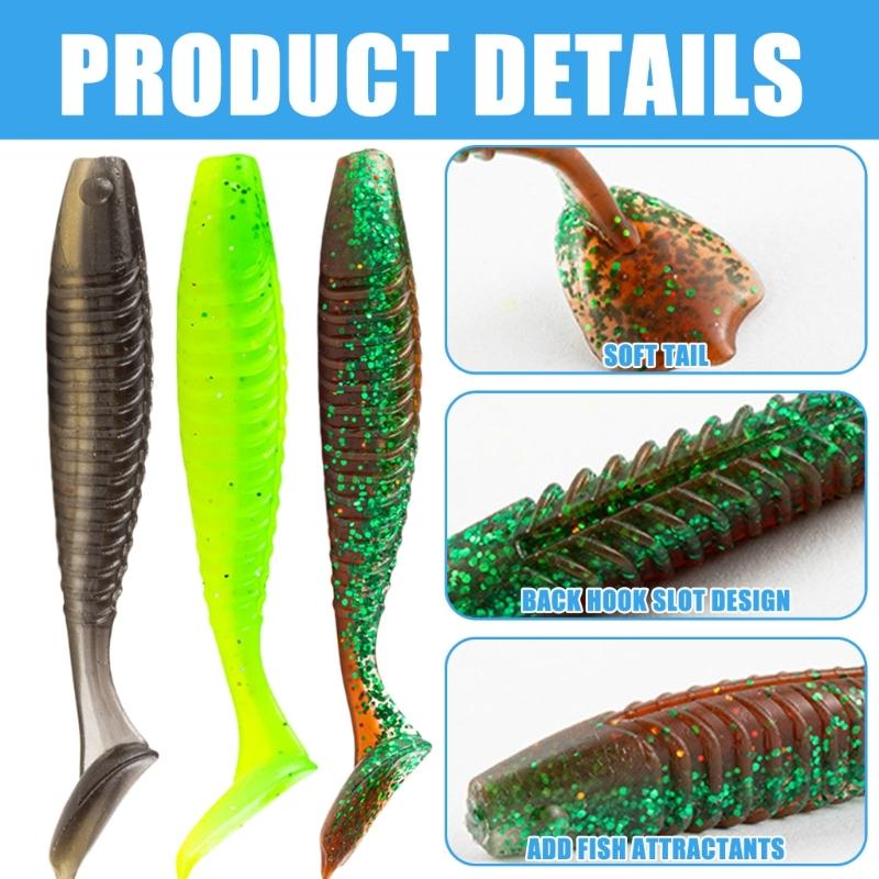 20 Pezzi Swimbait a Coda a Paletta Crankbait Soft Lures a Coda a T Wobbler Swimbait Artificiali per Acqua Dolce e Salata