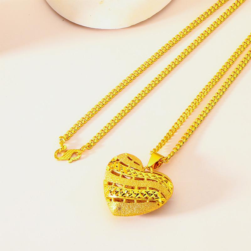 60cm Hollow Heart Sand Gold Necklace - New Women's Jewelry Collection