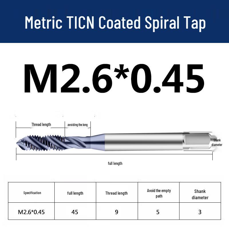 

Jundingying TICN M2.6*0.45 Spiral Tap