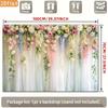 2D Pastel Flower Backdrop with Sheer White Curtain Background Cloth