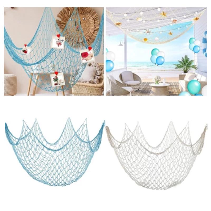 100X200Cm Beach Themed Fish Net Decorations Wall Mounted For Pirate Mermaid Beach Party Home Bedroom Decoration