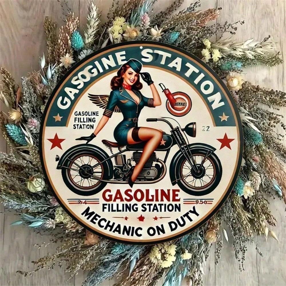 Vintage Garage Decor 8x8 Inch Retro Motorcycle Metal Tin Sign Industrial Wall Art Man Cave Pub Bar Workshop