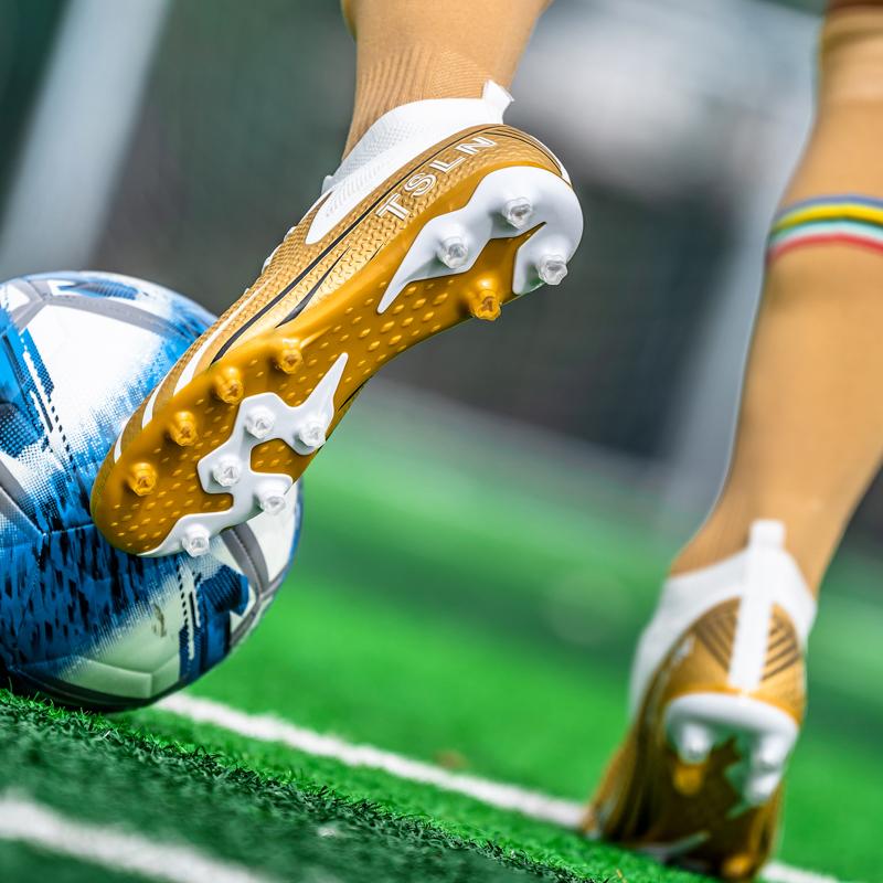 35-46 Men's Large-scale High-top Football Shoes Long Nail Anti-slip TPR Artificial Grasshopper Outdoor Children's Football Boots
