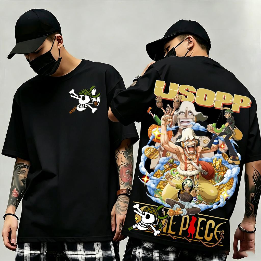 Summer New Arrival One Piece Pattern Tshirt Unisex Anime Print Casual Shortsleeved Fashionable Streetwear Top Y2k Style