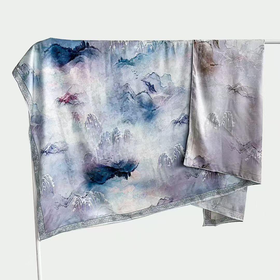 

Xiangyun Yarn 140 * 140 Шаль Шарф Двусторонняя печать Шелковый шарф Серия Национальный стиль Национальный тренд 140cm*140cm