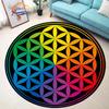 Sacred Planet Geometrie Flower of Life Kulaté koberce Podložka na jógu Polštář Obývací pokoj Ložnice Koberec pro pracovnu Potisk Protiskluzová židle