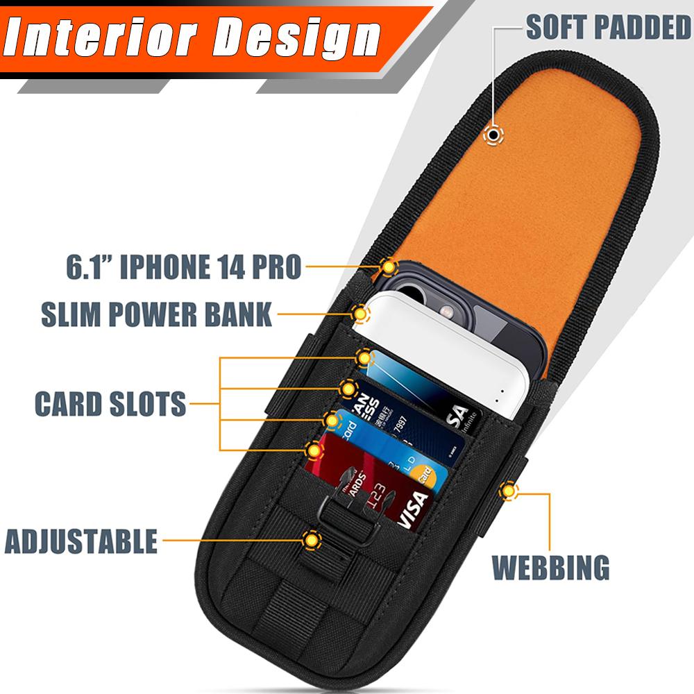 MOLLE Phone Pouch & Card Holder EDC Utility Waist Bag Smartphone Holster with Gadget Organizer