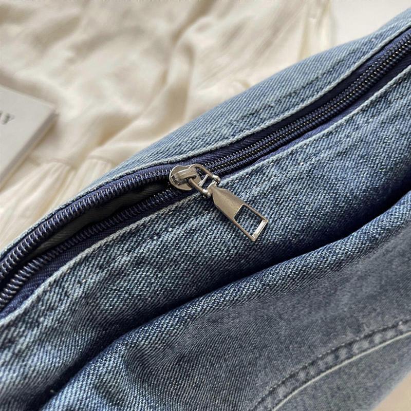 Elegante Borsa a Spalla in Jeans per Uomini e Donne Borsa a Tracolla Casual Cartella alla Moda con Tracolla Regolabile azzurro chiaro