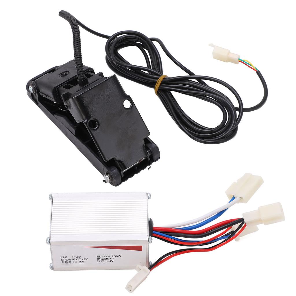 12V 250W Aluminum Alloy Brushed Speed Controller Accelerator Foot Pedal Set for Electric Bike Tricycles Motorcycles