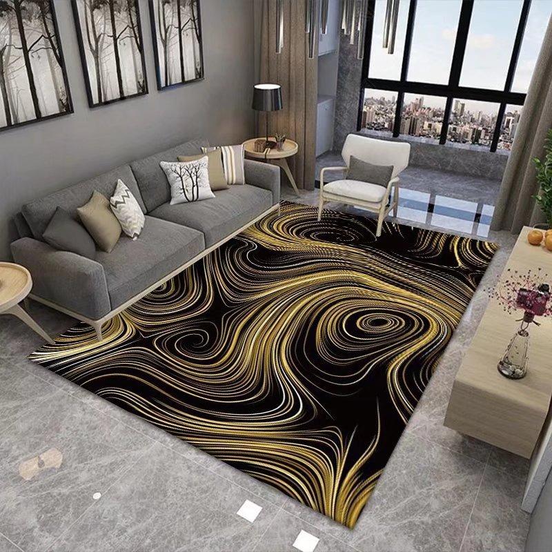 Ink Painting Carpet Marble Anti Slip Carpet Abstract Flow Black and White Gradient Texture Modern Living Room and Bedroom Carpet