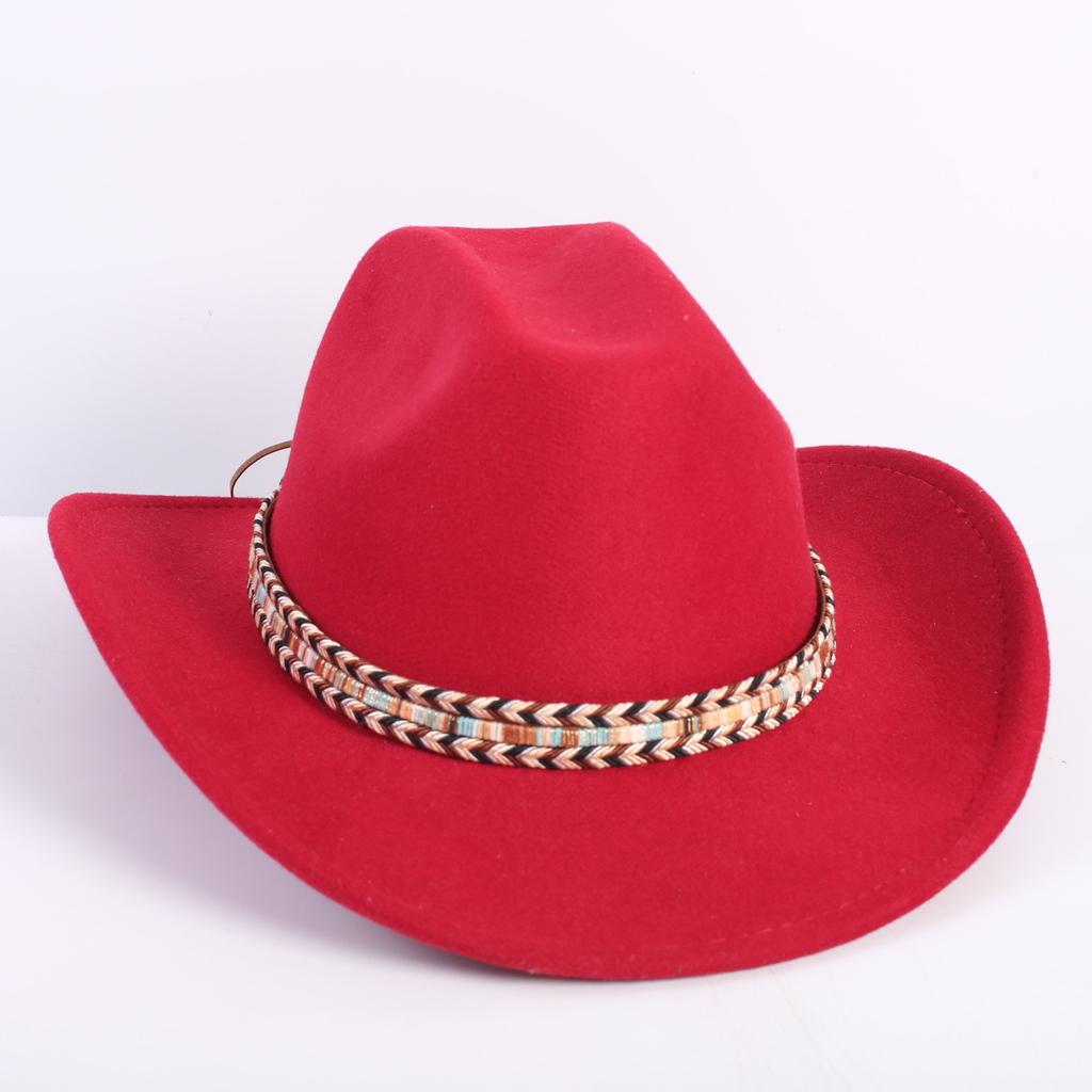 Popular European and American Fashion OL Style One-word Cowboy Hat Men's and Women's High-end Top Hat Jazz Hat Felt Hat