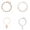 Ingemark Punk Vintage Inlaid Rhinestone Jeus Cross Pendant Choker Necklace Set Men Hip Hop Imitation Pearl Chain Grunge Jewelry