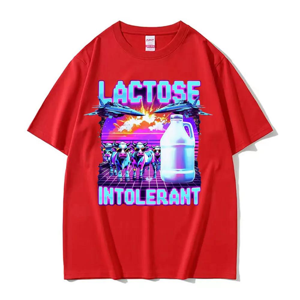 Lactose Intolerant Meme Graphic TShirt Retro Milk 90s Funny Humor T Shirts Unisex Women Casual Cotton Oversized T Shirt Streetwear