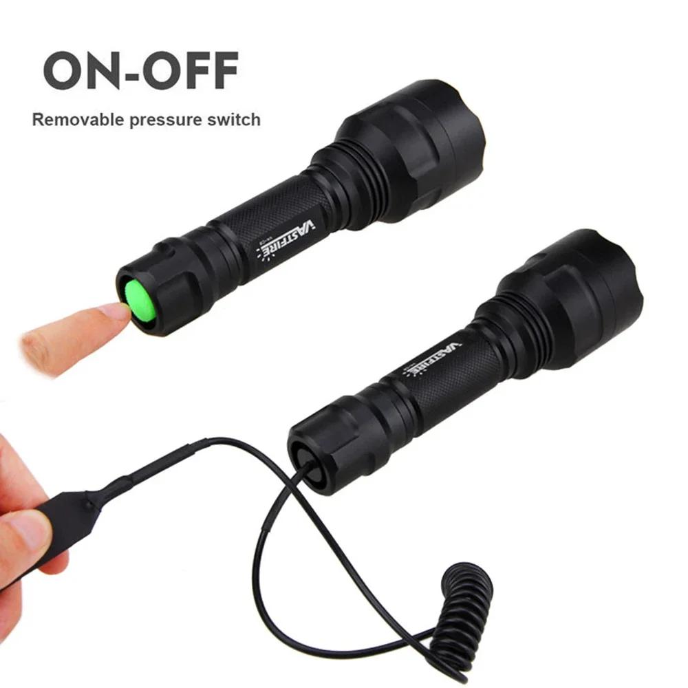Powerful Red C8 Flashlight Tactical Green/Red/White Torch 1-Mode Predator Handheld Torch+Clip+Tail Switch+18650+Charger Set
