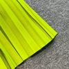 Elegant Beaded Embroidery Oversize Pleated Dress Women Summer Gradient Pink Green V Neck Ruffle Belt High Elastic Midi Dress
