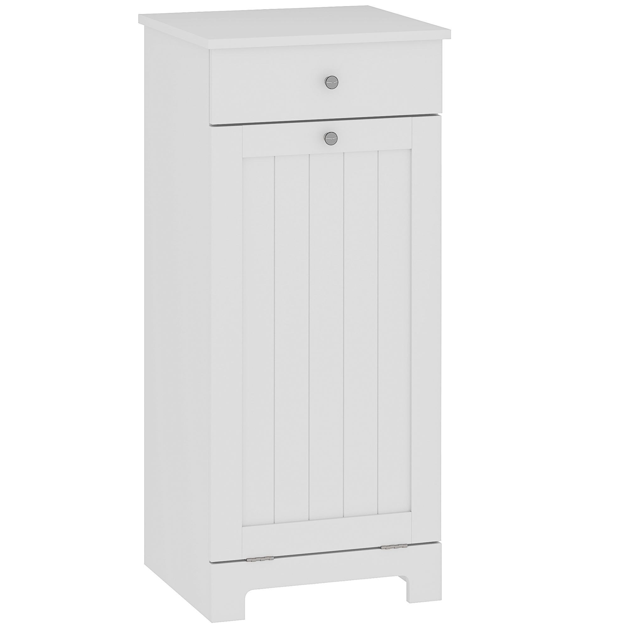 Bathroom Cabinet with Folding Laundry Basket