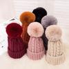 Autumn and Winter Twist Fur Ball Woolen Hat for Women Fashionable Thickened Cold Hat Outdoor Casual Windproof and Warm Knitted Hat for Men