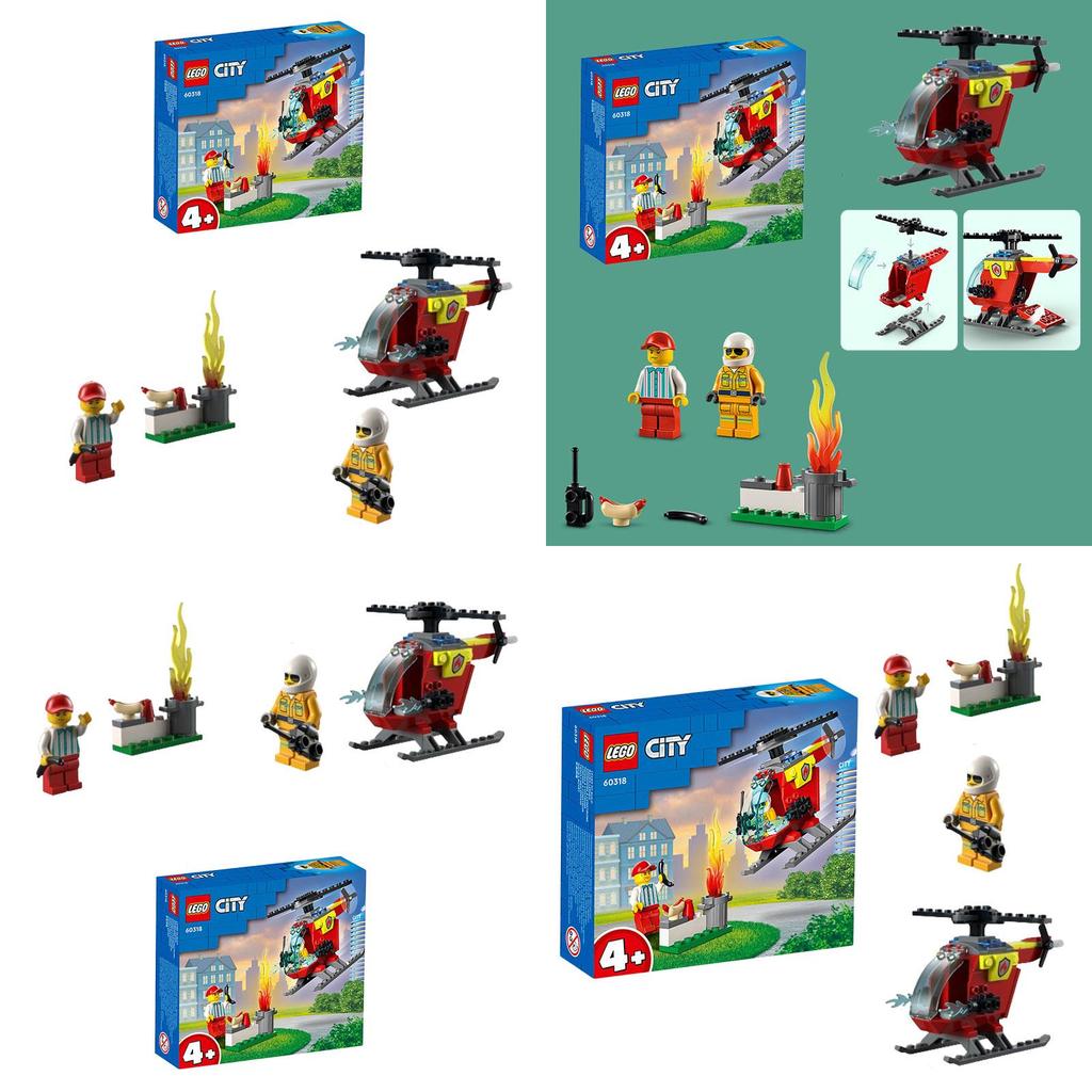 City Fire Helicopter Building Blocks Toy Abs Plastic Construction Set For Boys And Girls Perfect Gift For Kids 15.7*14.1*4.5cm Packaging