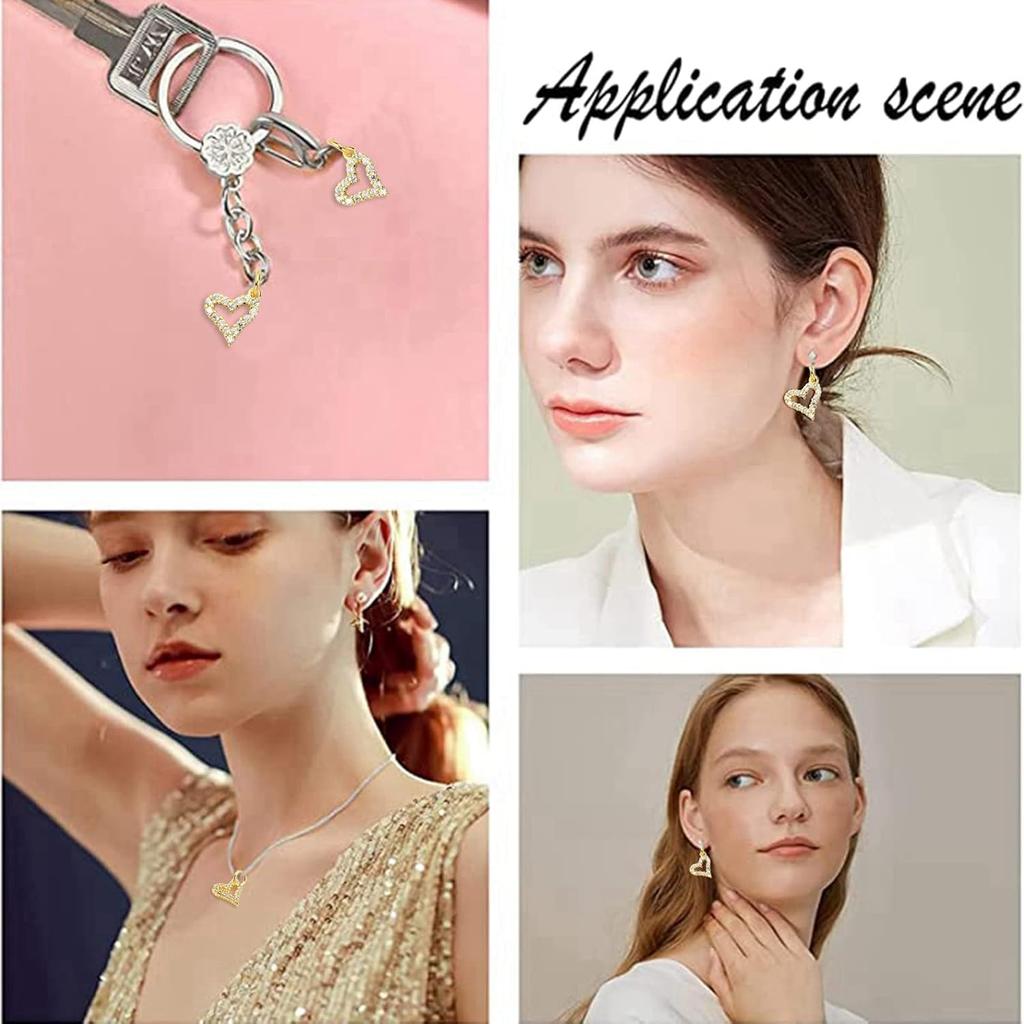 DanLingJewelry 20 Pcs Cubic Zirconia Brass Charms Heart Charms 18K Gold Plated Charms for Jewelry Making Choker Tiny Dangle