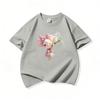 Kids Cotton T Shirt Sweet Mouse With Lily Flower Print Crew Neck Short Sleeve Tee Casual Boys Girls Summer Tops