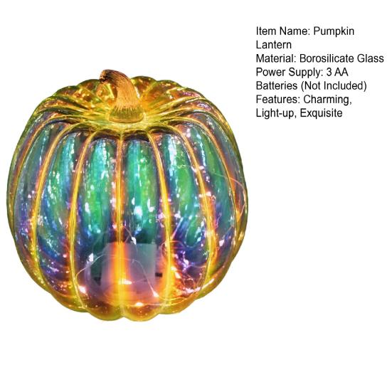 Glass Pumpkin Light Battery Operated LED Pumpkin Lantern Fall Lighted Pumpkin Table Centerpiece for Halloween Thanksgiving Home Decor