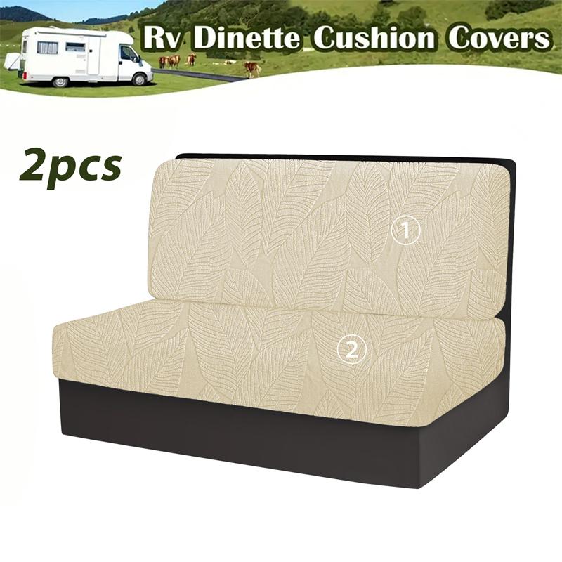 2 stuks/set RV Dinette Kussenhoes Jacquard Stretch Camper Bank Stoelhoezen RV Auto Bankhoes Stoelhoes voor Restaurant Café 1 Set(2pcs) white
